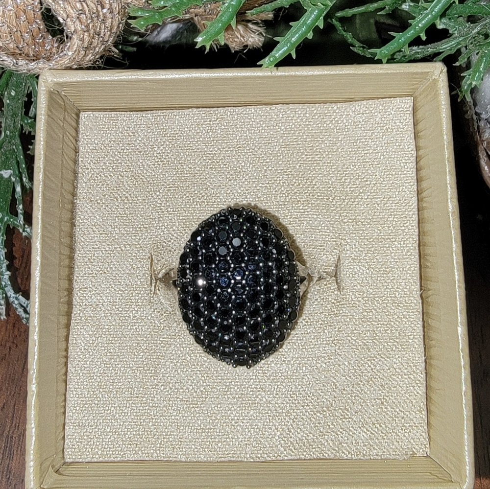 JTV Elegant Black Spinel Sterling Silver Ring